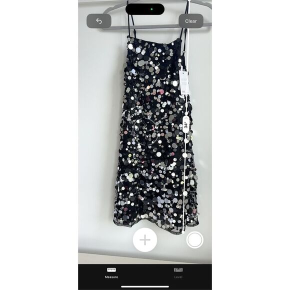 NWT ASOS Embellished Cami Mini Dress in Black Disc Sequin, Sz 6, $130 - Picture 6 of 7